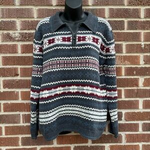 Studio Works Women's 1/4 Zip Cotton Blend Long Sleeve Gray Purple Sweater Size M